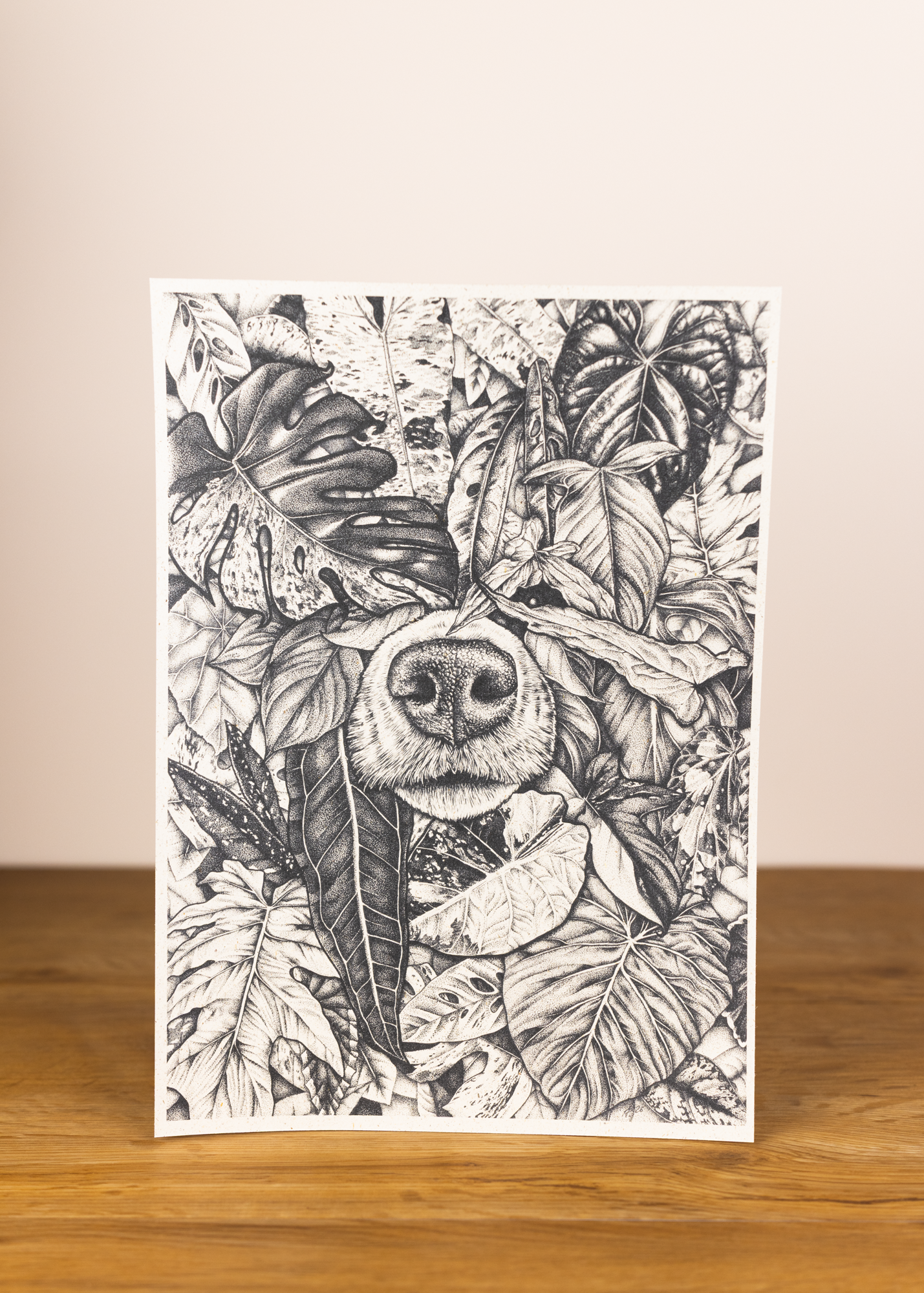 Botanische Illustration - Curious dog A4